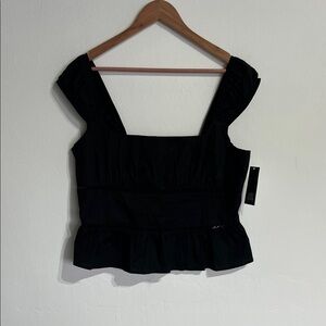 NWT Wild Fable Black Ruffled Blouse